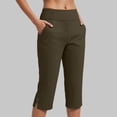 thumbnail image 2 of YDFCWXW Womens Yoga Capri Pants High Waist Wide Leg Capri Leggings Pull On Stretch Casual Capris with Pockets AG, M, 2 of 6