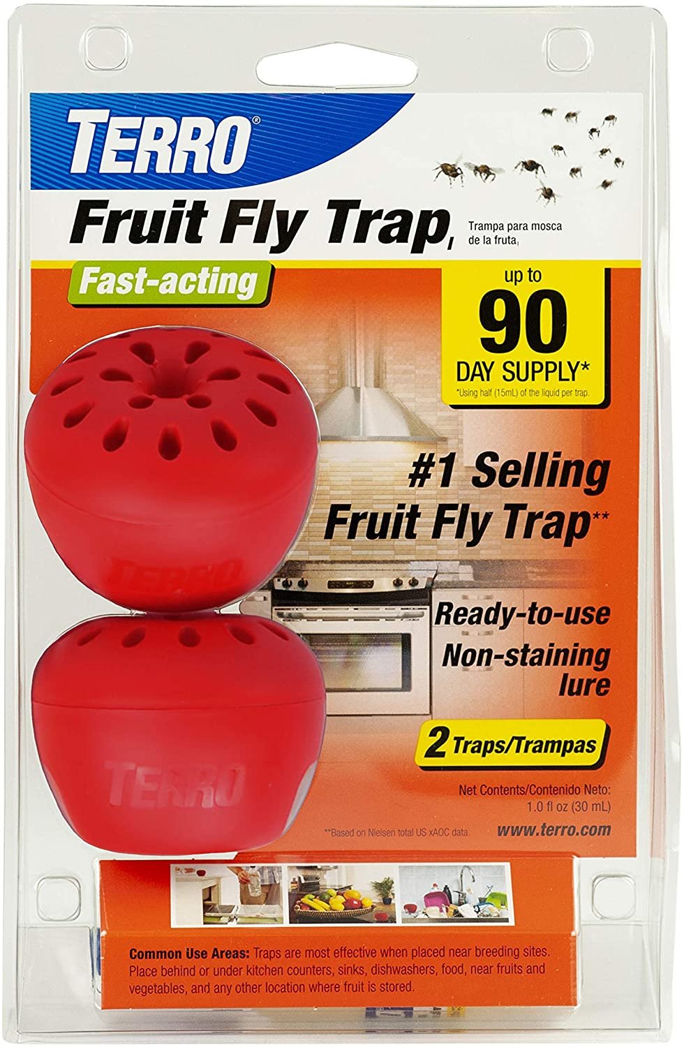 Woodstream TERRO T2502 Fruit Fly Trap 2 Traps(2 Pack)