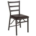 thumbnail image 1 of HERCULES Series Brown Folding Ladder Back Metal Chair with Brown Vinyl Seat, 1 of 9