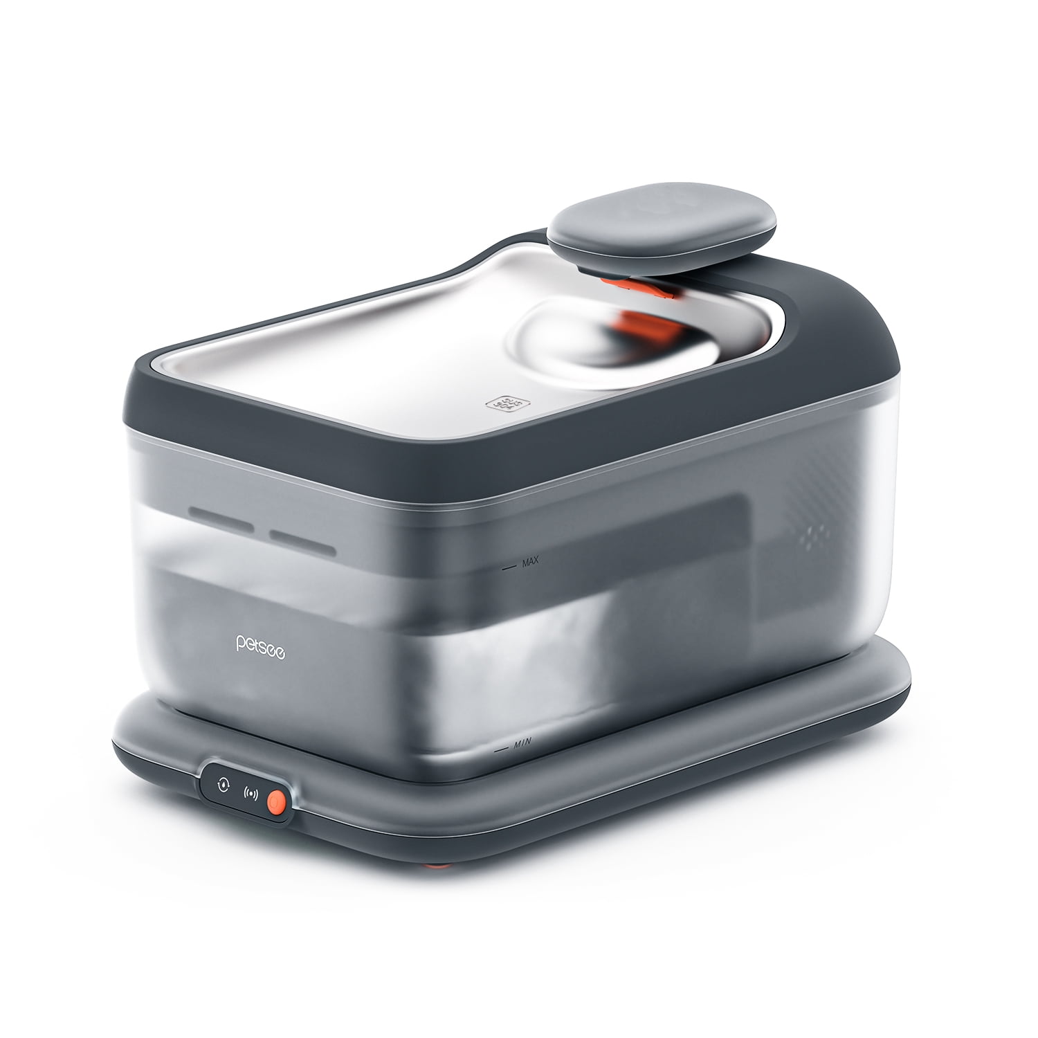 Petsee Wireless Automatic Pet Water Fountain 4.5L , Cordless Electromagnetic Pump, Stainless Steel Tray, Motion Sensor Mode, Ultra Quiet <30dB, Triple Filtration for Cats & Dogs,S7-Air-gray
