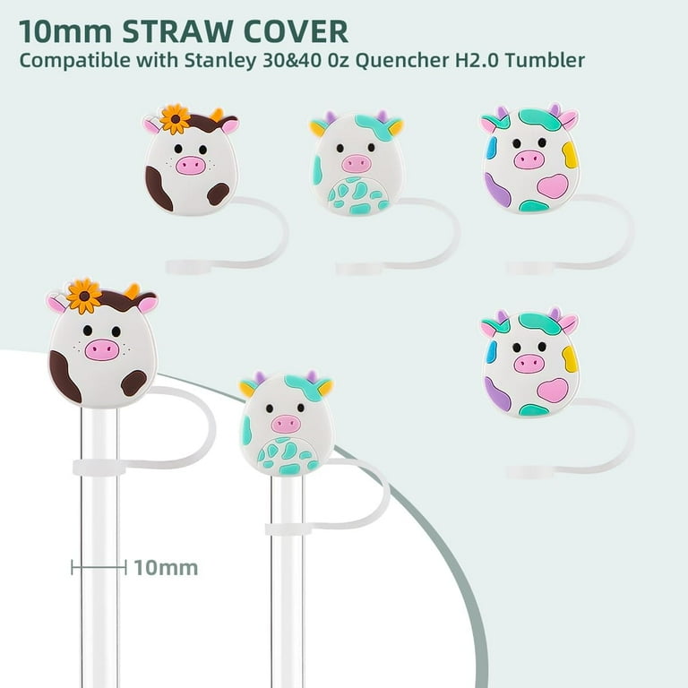 PRETYZOOM Cartoon Straw Tip Covers - 4PC Silicone Drinking Straw Caps Reusable & Cute