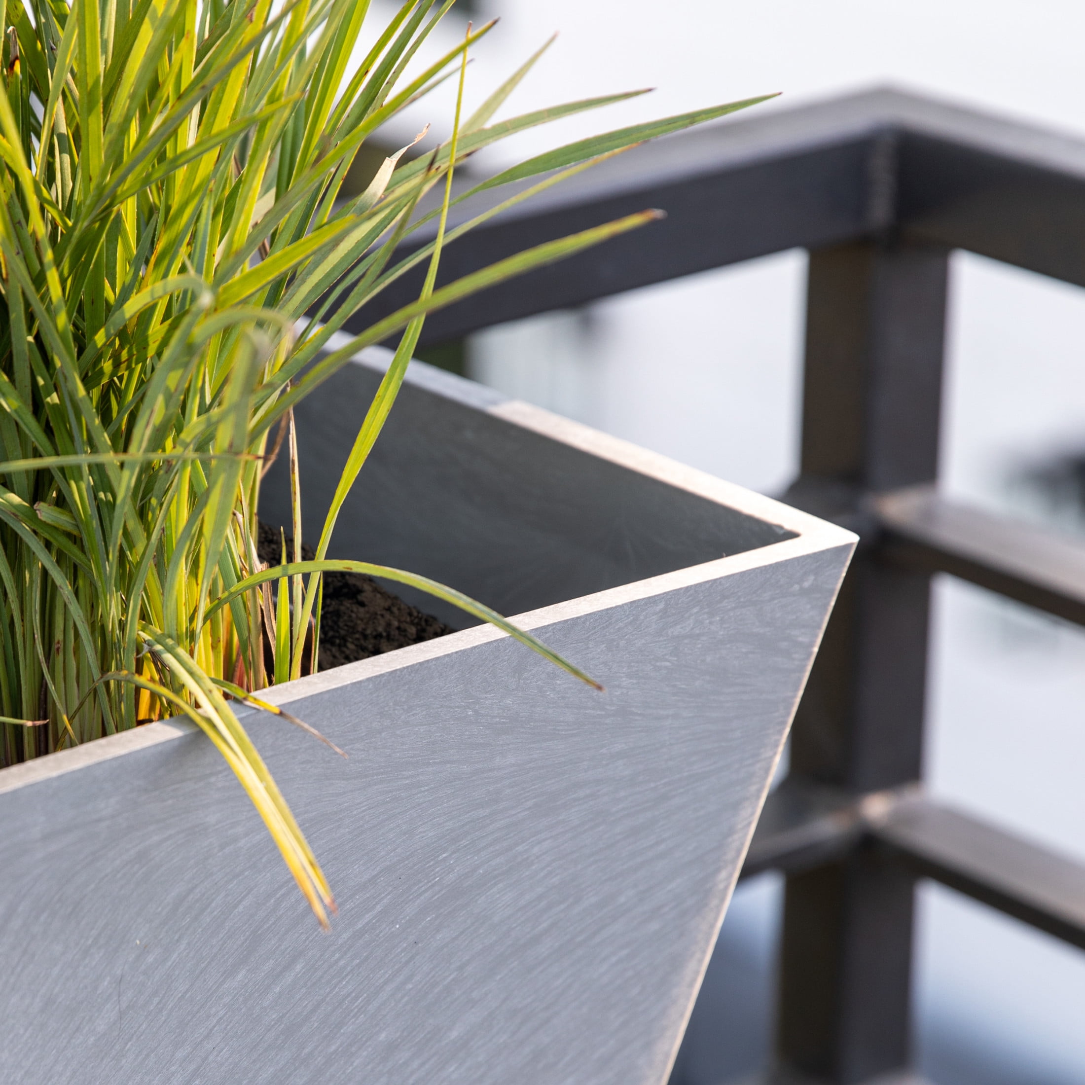 Veradek Pure Series Railing 36" Plastic Planter 2-Pack Gray