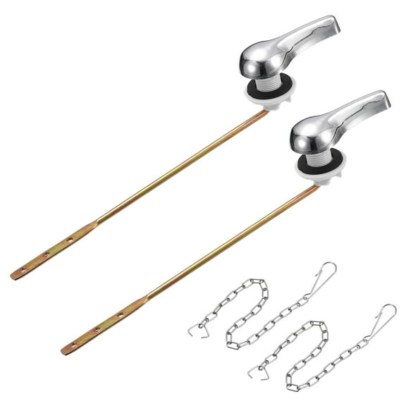 2 Sets, Toilet Handle Front Mount Toilet Flush Trip Lever with Chain ABS Brass