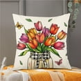 thumbnail image 5 of SPOORYYO Spring Printed Pillow Cover with Zipper, Polyester Cushion Cover for Sofa Decor, 5 of 6