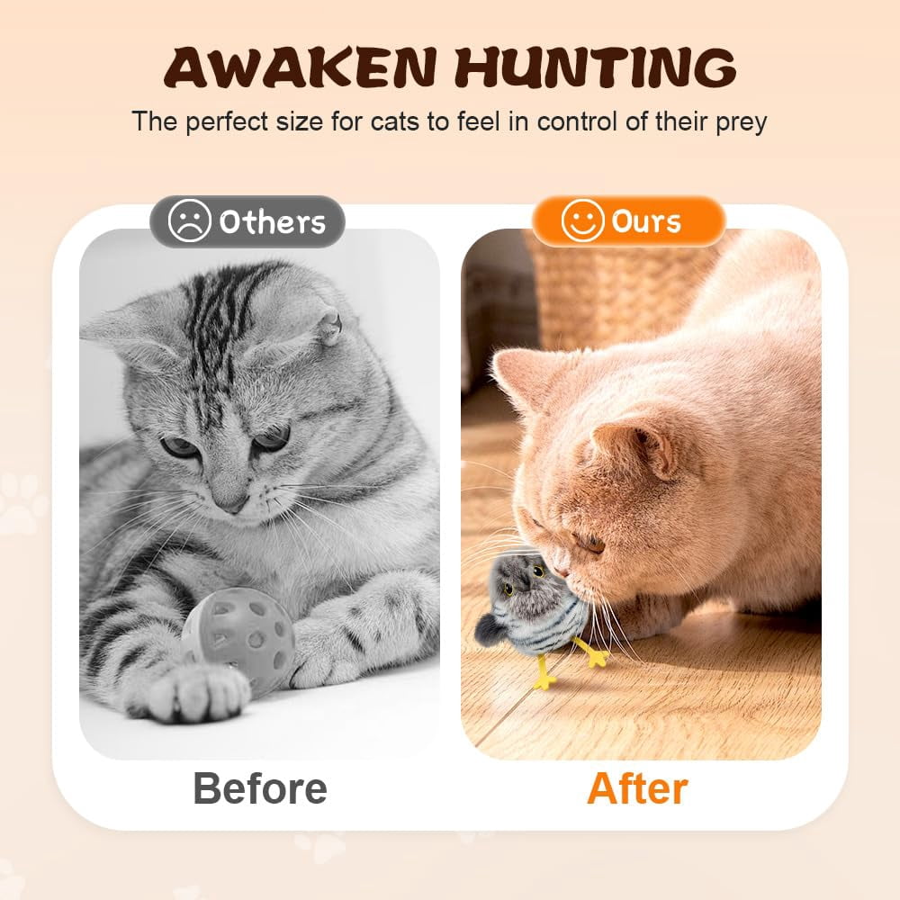 2026 Upgraded Interactive Flying Chirping Bird Toys, Flapping Bird Cat Toy,Rechargeable Cat Toy with Touch Activated for Indoor Cats（cuckoo）