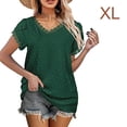 thumbnail image 3 of Sonducket Camiseta de algodón para mujer, camiseta holgada de encaje de Color sólido, Top de verano para viajes, vacaciones en la playa, deportes, Prendas para la parte del cuerpo Verde XL Sonducket AP010362-14, 3 of 6