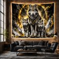 thumbnail image 6 of Three Wolves in Golden Halo Against Dark Swirling Background, Mystical Fantasy for Wildlife Fans, Nature Inspired Wall Art, Halloween Gift Tapestry Wall Hanging for Living Room and Bedroom, 6 of 7