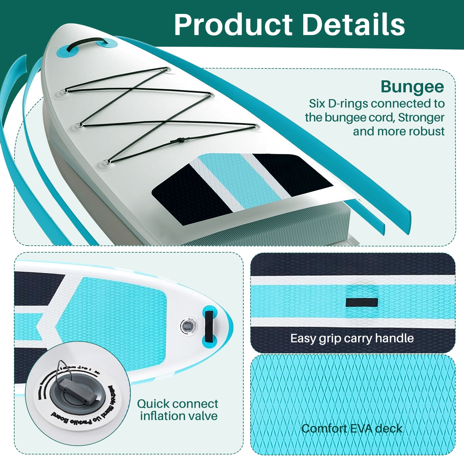 10'5" Inflatable Stand Up Paddle Board, Commercial Grade PVC ISUP with Non-Slip Deck, Complete SUP Accessories: Paddle, Pump, Leash & Backpack, All-Skill Level Water Sports Board, Blue