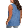 thumbnail image 2 of Plus Size Women V-Neck Cross Criss Sleeveless Casual T-Shirt Tops, 2 of 3
