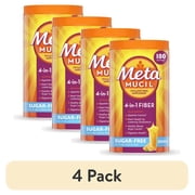 (4 pack) Metamucil Fiber Supplement, Sugar Free Fiber Powder for Digestive Health, Orange, 180 Servings