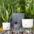 thumbnail image 4 of 2 Layer Self Watering Round Plant Pot with Cotton Rope Flower Planter with Water Container White L, 4 of 6
