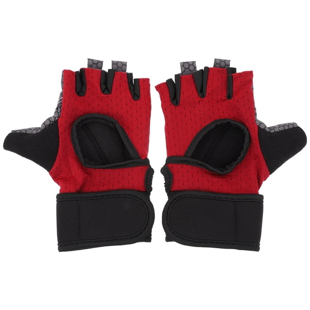 2 UNIDS Sports Outdoor Sports Guantes antideslizantes Ciclismo transpirable Guantes de medio dedo (gris rojo)