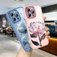 thumbnail image 4 of Compatible with iPhone 14 Pro Max Case, Glitter Sparkle Camera Lens Protector Flower Case for Women Girls, Shockproof Clear Floral Design Anti-Scratch Protective Case Cover 6.7 inch-Blue, 4 of 12