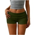 thumbnail image 2 of Hurxie Women's Low Elastic Waist Micro Shorts Fold Over Skinny Athletic Workout Shorts Army Green,XL, 2 of 5