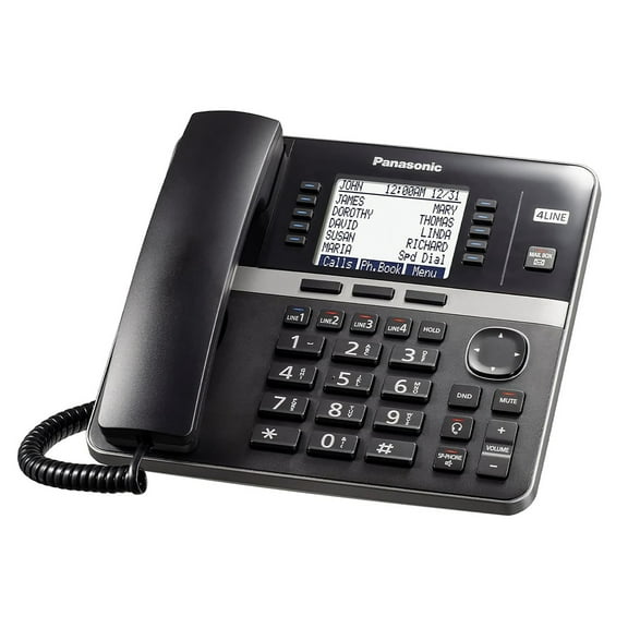 Panasonic DECT 6.0 4-Line Corded Office Phone Base Station with Answering Machine, Black, KX-TGW420B