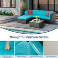 thumbnail image 2 of Walsunny Outdoor Furniture Set,5 Piece Small Patio Conversation Set Wicker Rattan Patio Seating Sofas with Cushion and Tempered Glass Table, Blue, 2 of 6
