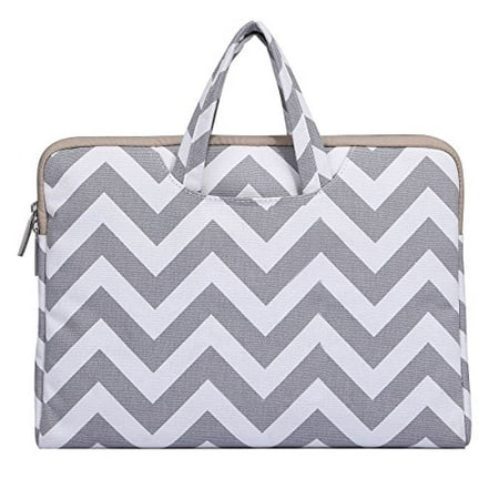 Carrying Case Briefcase - Chevron Style Canvas Fabric Laptop Briefcase Handbag Carrying Case Cover for 15-15.6 Inch MacBook Pro, Notebook Computer, Gray