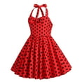 thumbnail image 2 of IBTOM CASTLE Kids Girls 50s Vintage Sleeveless Polka Dot Retro A-line Swing Dress Princess Birthday Party Dresses 7-8 Years Red - Black Dots, 2 of 8