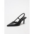 thumbnail image 3 of On feet& in love Women's Pointed Toe Slingback Heels - Black PU Leather Dress Pumps for Office & Wedding - Size 5.5, 3 of 8