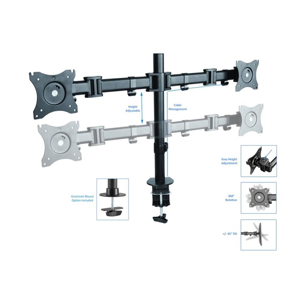 Pemberly Row Adjustable White Standing Desk Converter/Dual Monitor Mount Bundle