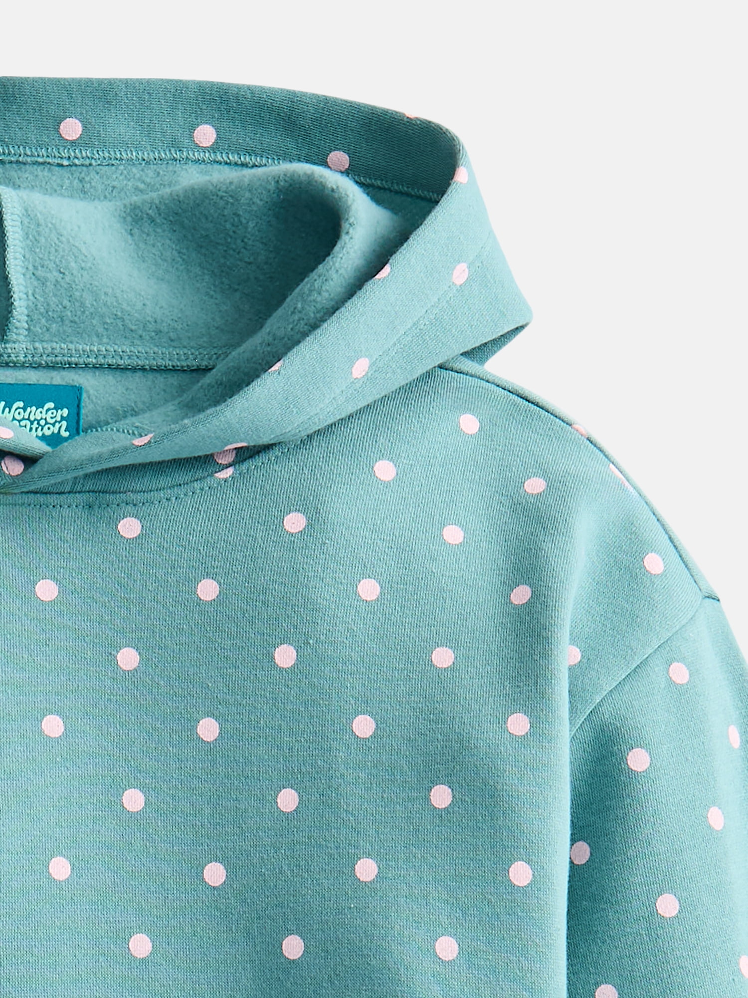 Wonder Nation Girls' Pullover Fleece Hoodie with Long Sleeves, Sizes 4-18 & Plus