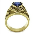 thumbnail image 3 of US Air Force Ring for Men and Women Unisex Stainless Steel Military Patriotic Ring in Gold with Blue Stone, 3 of 11