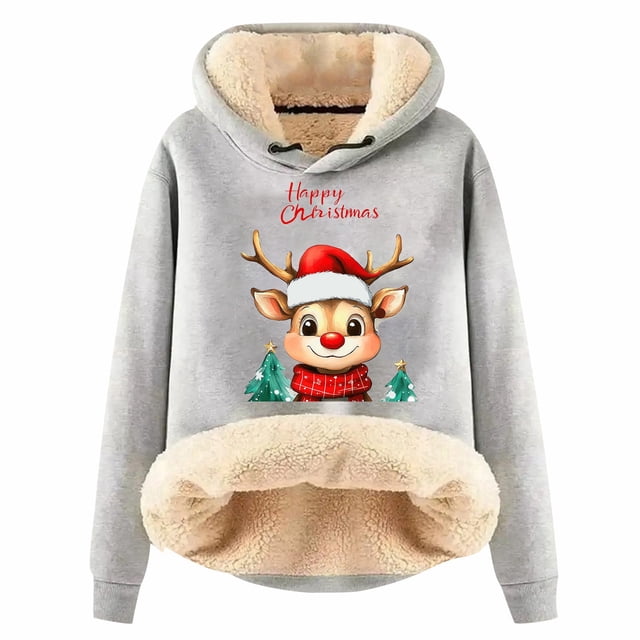 QHFBli Chandail à Capuche de Noël pour Femmes, Chandail-Over Chaud et Confortable à Manches Longues