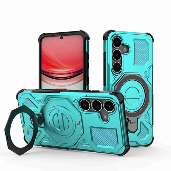 Poweltek for Samsung Galaxy S26 Back Ring Stand Rugged Case, Shockproof Magnetic Hybrid Hard PC TPU Phone Cover, Green