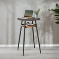 thumbnail image 4 of Round Bar Table with Storage, Ash Brown & Caramel Brown, Synthetic Leather, Mid-Century Modern, Easy Assembly, 4 of 7