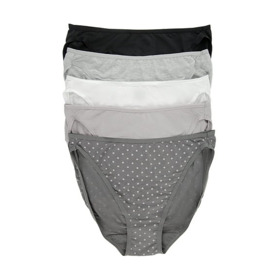 Felina | So Smooth Modal Hi Cut Panty | Hi Leg Opening Panties for Women | 5-Pack (X-Large, Polka Dot Shadows)