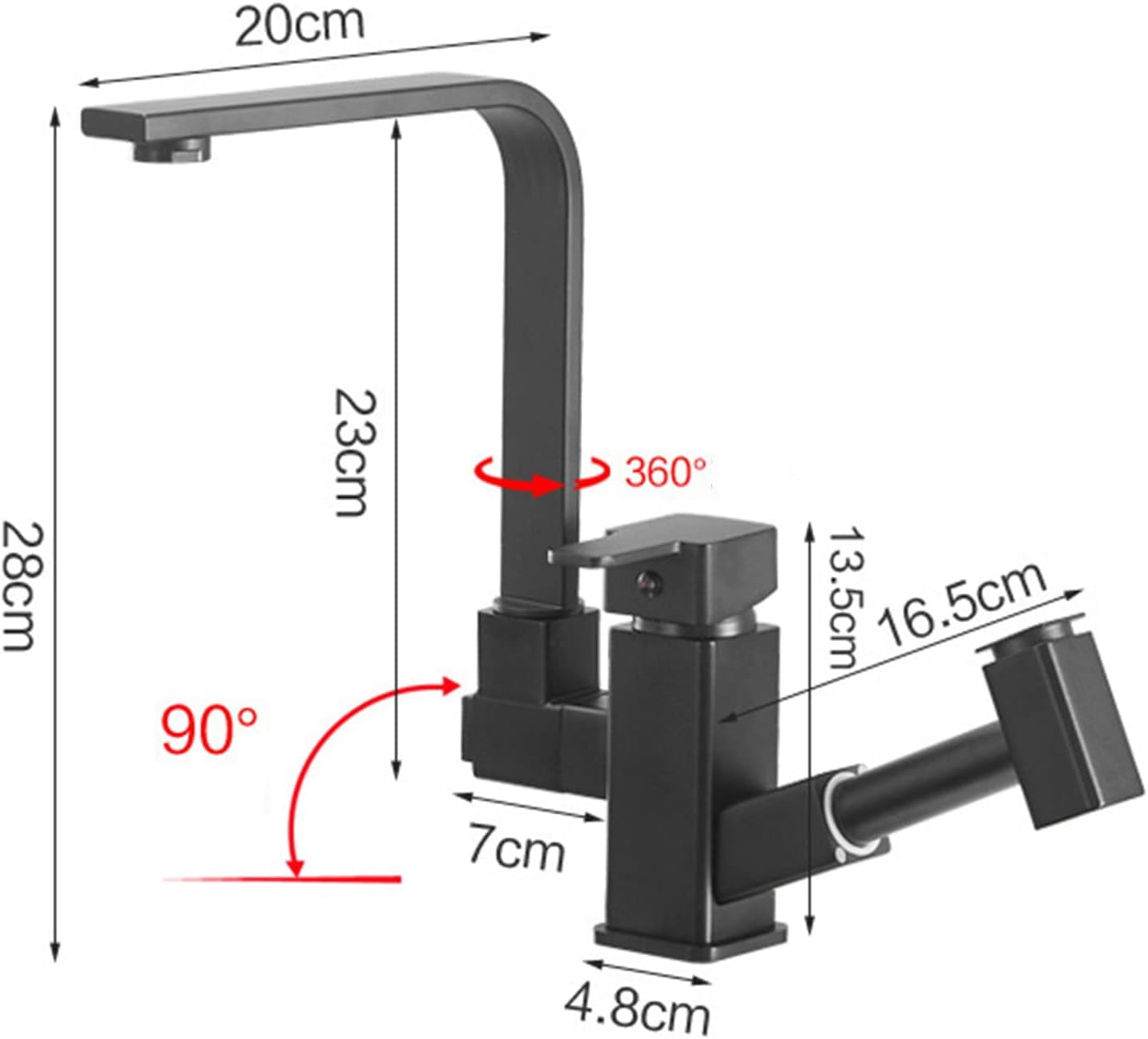 Kitchen Faucets Folding Inside Window Brass 360° Rotation Hot Water and Cold Water Single Hole Multifunction Spray Gun Kitchen Sink Faucets Black