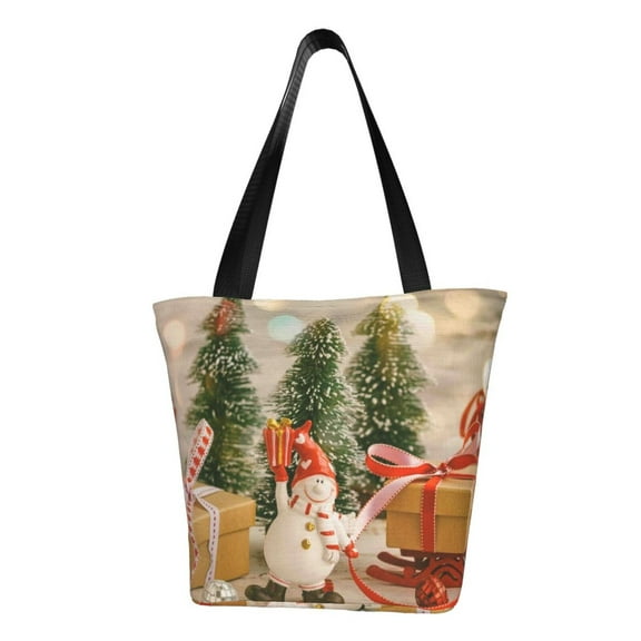 Defioc Holiday Christmas Stars Print Tote Bag for Women,Shoulder Bag with Zipper Casual Tote's Handbag Big Capacity Shoulder Bag with Inner Pocket Fit for Shopping,Office,Travel