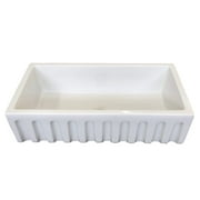 Fireclay Sink, Single Bowl Farmhouse Apron Kitchen Sink, White, 36