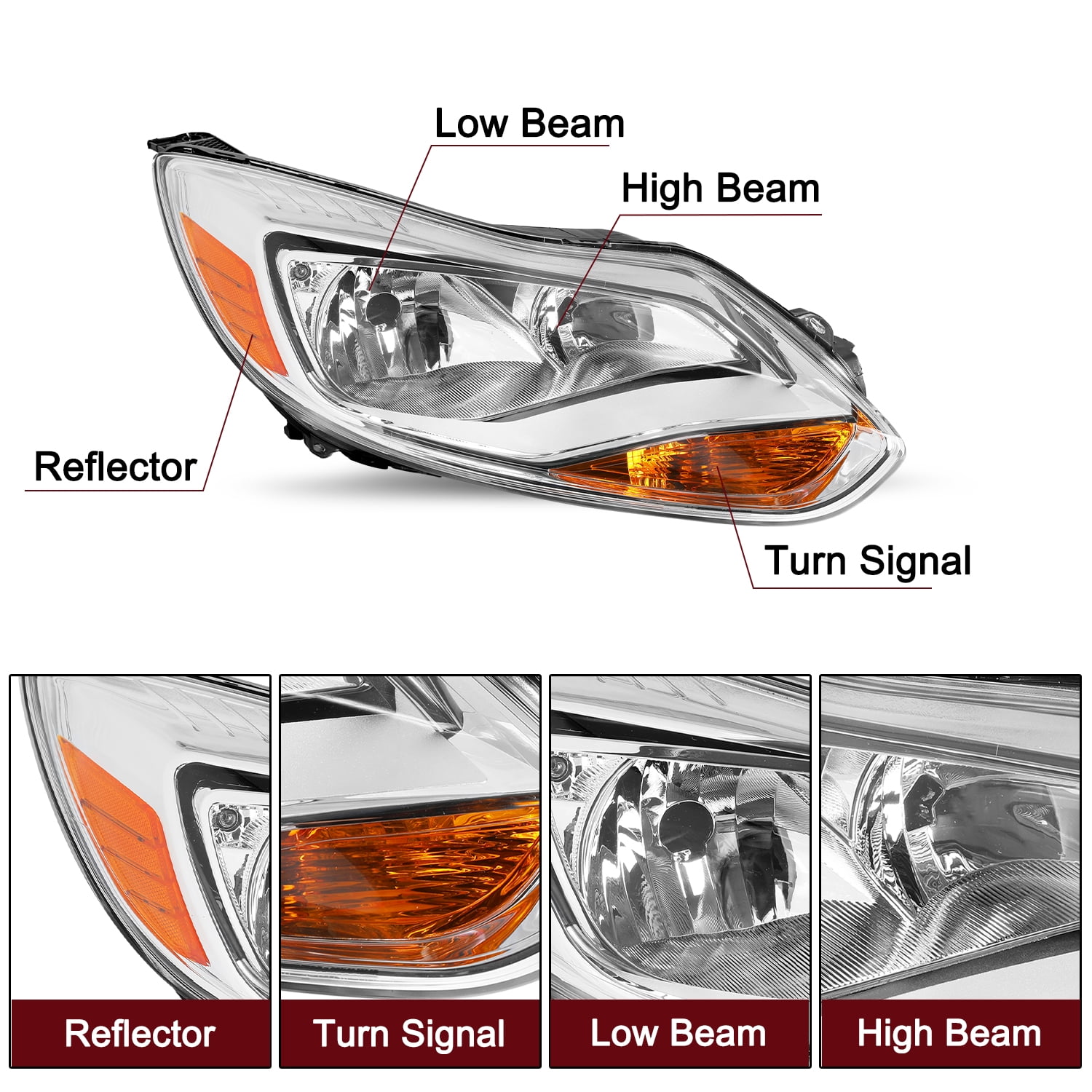 For 2012 2013 2014 Ford Focus S SE SEL Halogen FACTORY Headlight Passenger Side
