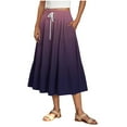 thumbnail image 2 of Karight Womens Gradient Color Boho Maxi Skirt Elastic High Waist A-Line Pleated Flowy Long Skirts Beach Vacation Outfits, 2 of 7