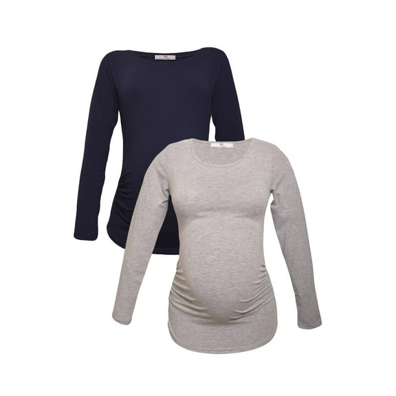 LVMA2300 - 2 Pack - 100% premium Cotton - Women Long Sleeve Maternity T-Shirt