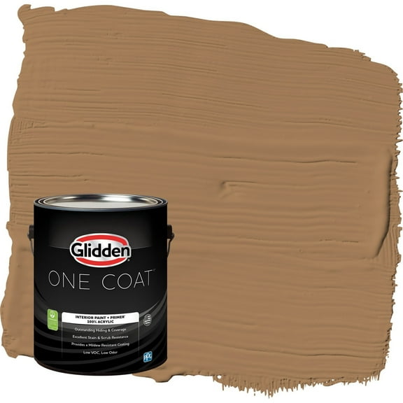 Glidden One Coat Cinnamon Crunch / Brown Semi-Gloss Interior Paint with Primer, 1 Gallon