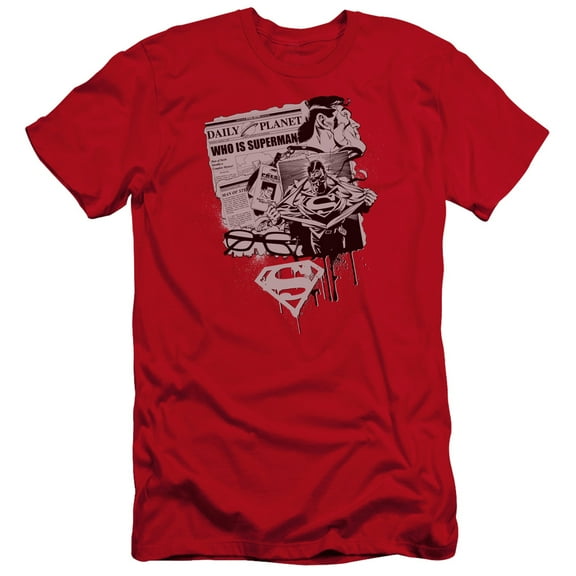 Superman Identity Premium Adult Slim Fit 30/1 T-Shirt Red