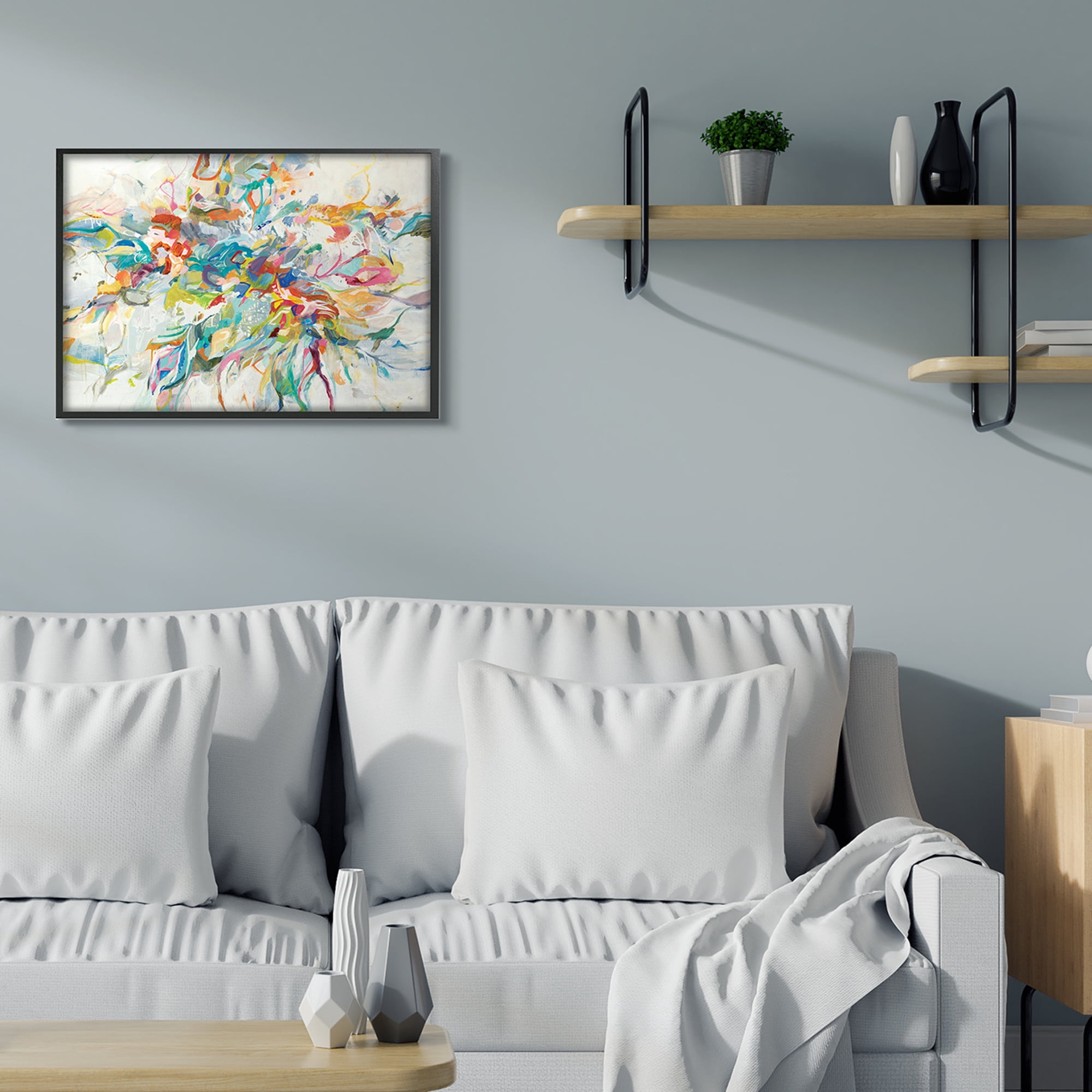 Stupell Industries Exciting Tropical Shapes Abstraction Blue Red Pop,24 x 30,Designed by Lisa Ridgers