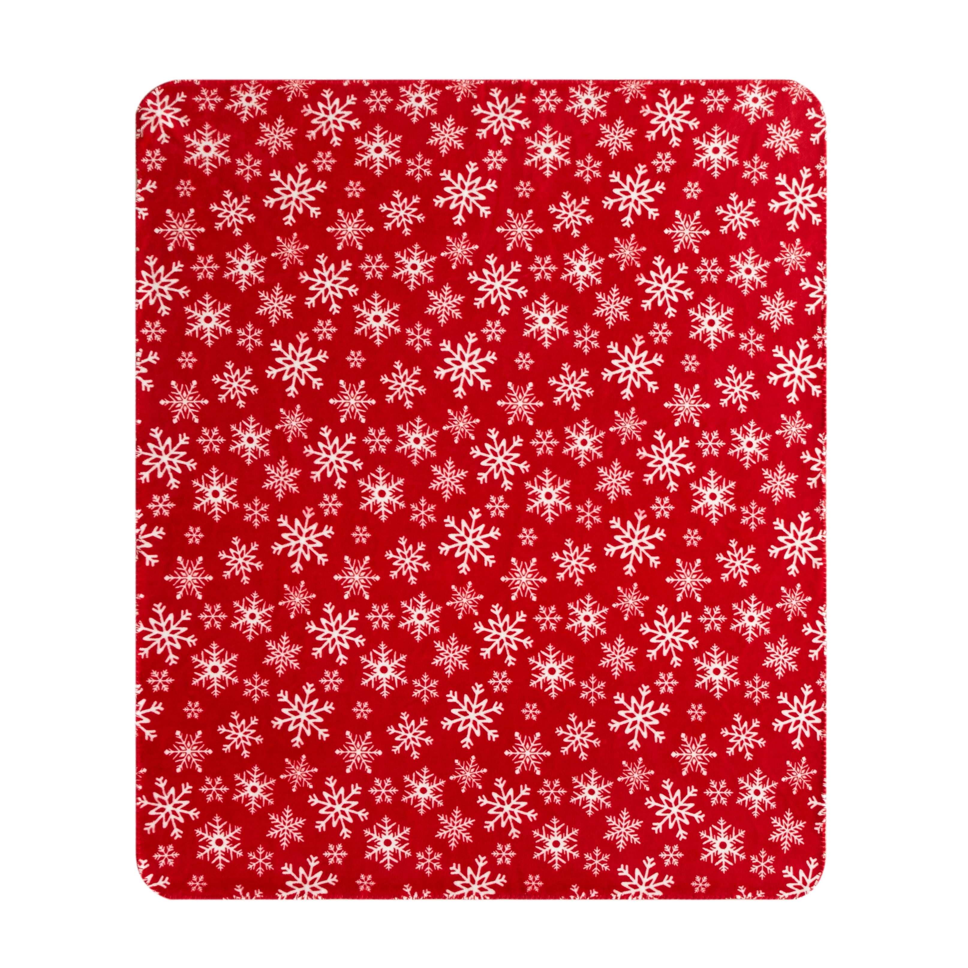Holiday Time Plush Throw Red Snowflakes, 50" x 60" inches, Red Polyester, Machine Washable