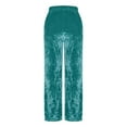 thumbnail image 5 of QATAINLAV Wide Leg Pants for Women Elastic High Waisted Baggy Lounge Pant Casual Velvet Cozy Yoga Sweatpants Solid Color Trousers with Pockets Green L Gifts for Mom, 5 of 7