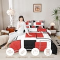 thumbnail image 4 of Manfei Glitter Red Square Queen Comforter Set,Contemporary Simple Art Comforter Sets Queen, Reversible 3 Pieces, 1 Comforter and 2 Pillowcases, 4 of 6