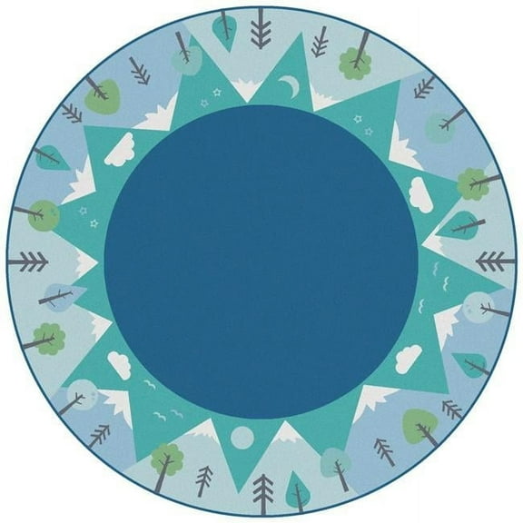 Carpets for Kids 42750 6 ft. Round KIDSoft Tranquil Mountain Rug, Blue