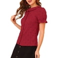 thumbnail image 4 of Allegra K Women's Peter Pan Collar Top Blouse Ruffle Puff Sleeve Stars Button Down Shirt, 4 of 6
