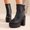 Black, variant on Platform Boots for Women Chunky High Heel Ankle Boots Mid Calf Combat Boots with Zipper Brown 9(42)