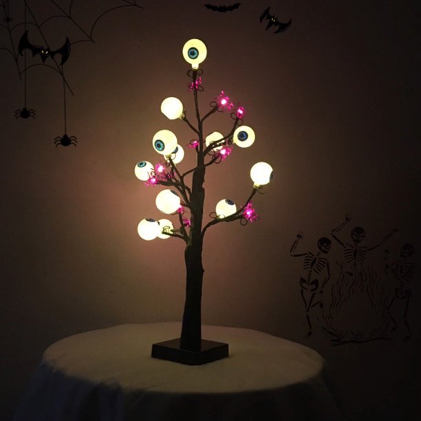 Mesa de calabaza de 60CM árbol Artificial luz Halloween árbol calabaza murciélago fantasma luces