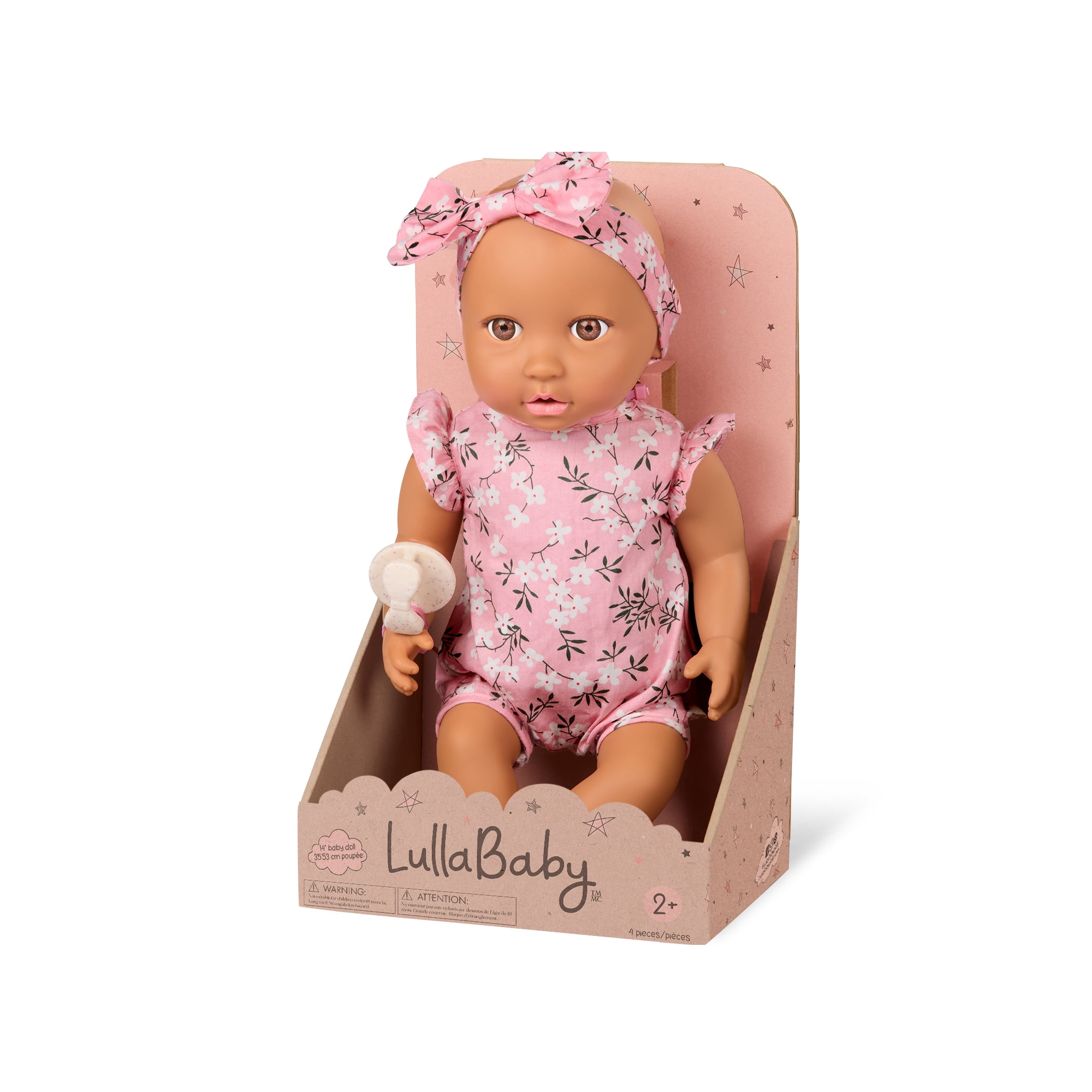 LullaBaby Baby Doll - Floral Outfit Brown Eyes & Olive Skin Tone, Lullababy Baby Doll - Floral Outfit Brown Eyes