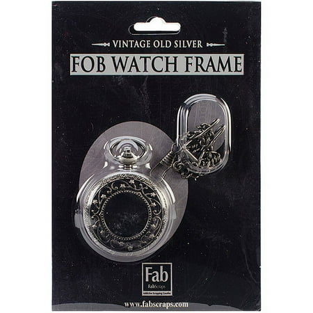 Old Silver No Mechanism Fob Watch with Chain Embellishment