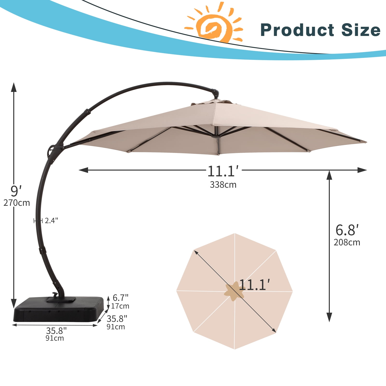 grand patio napoli deluxe 11 ft offset umbrella Replacement Canopy for 11FT Special Feature CLEARANCE! Grand Patio 11FT Cantilever