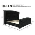 thumbnail image 3 of VanAcc Queen Size Bed Frame, Velvet Upholstered Bed with Deep Button Tufted Wingback Headboard, Black, 3 of 8